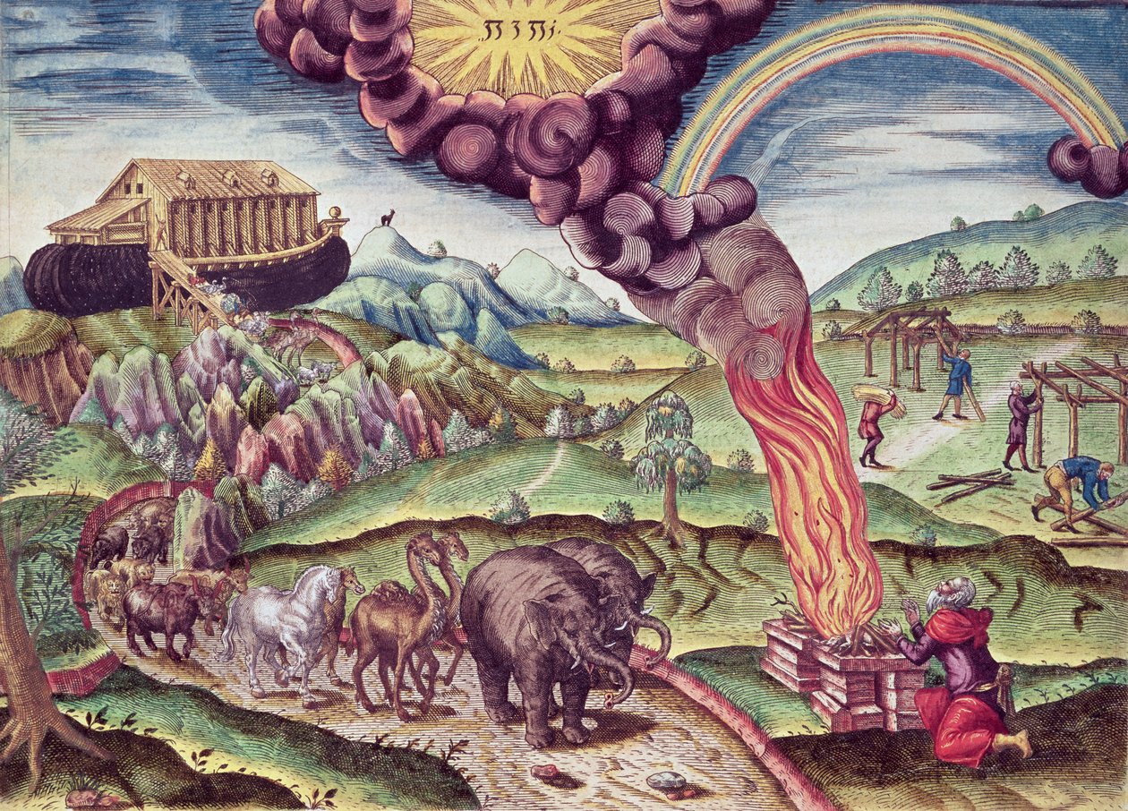 Noé bárkája, illusztráció a „Brevis Narratio...”-ból, Theodore de Bry, 1591 alkotó: after Le Moyne, J.Bry