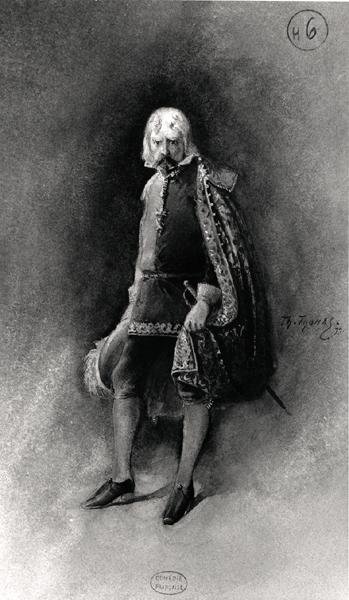 Victor Hugo (1802-85) „Ruy Blas” (1838) jelmeze, a Comedie Francaise újjáéledése 1879-ben (akvarell papíron) (f/w fotó) alkotó: Th. Thomas