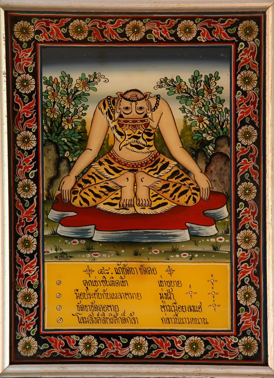 Jógát gyakorló rishit vagy remetét ábrázoló népi festmény alkotó: Thai