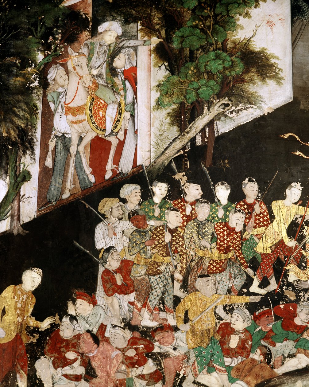 Zsoldosok a 101 királyság hadseregéből, a Mahosadha Jataka részlete (falfestmény) alkotó: Thai School