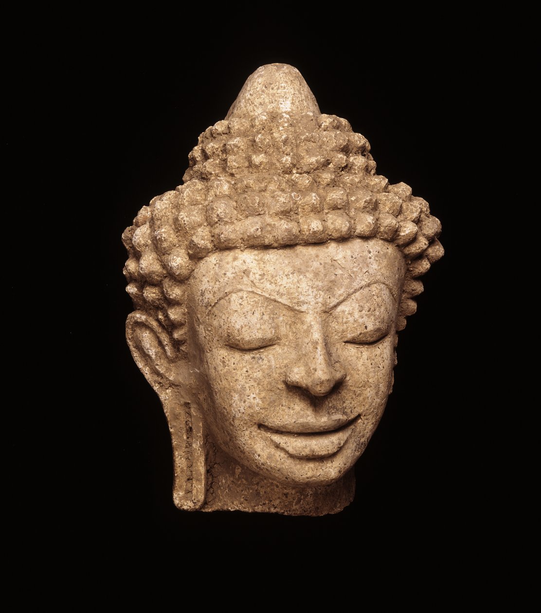 Buddha Head, Chedi Chula Pathomból, Davaravati korszakból (Satukko) alkotó: Thai School