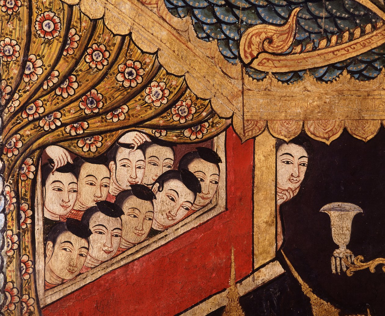 Részlet a Wat Phra Singh falfestményéről alkotó: Thai School