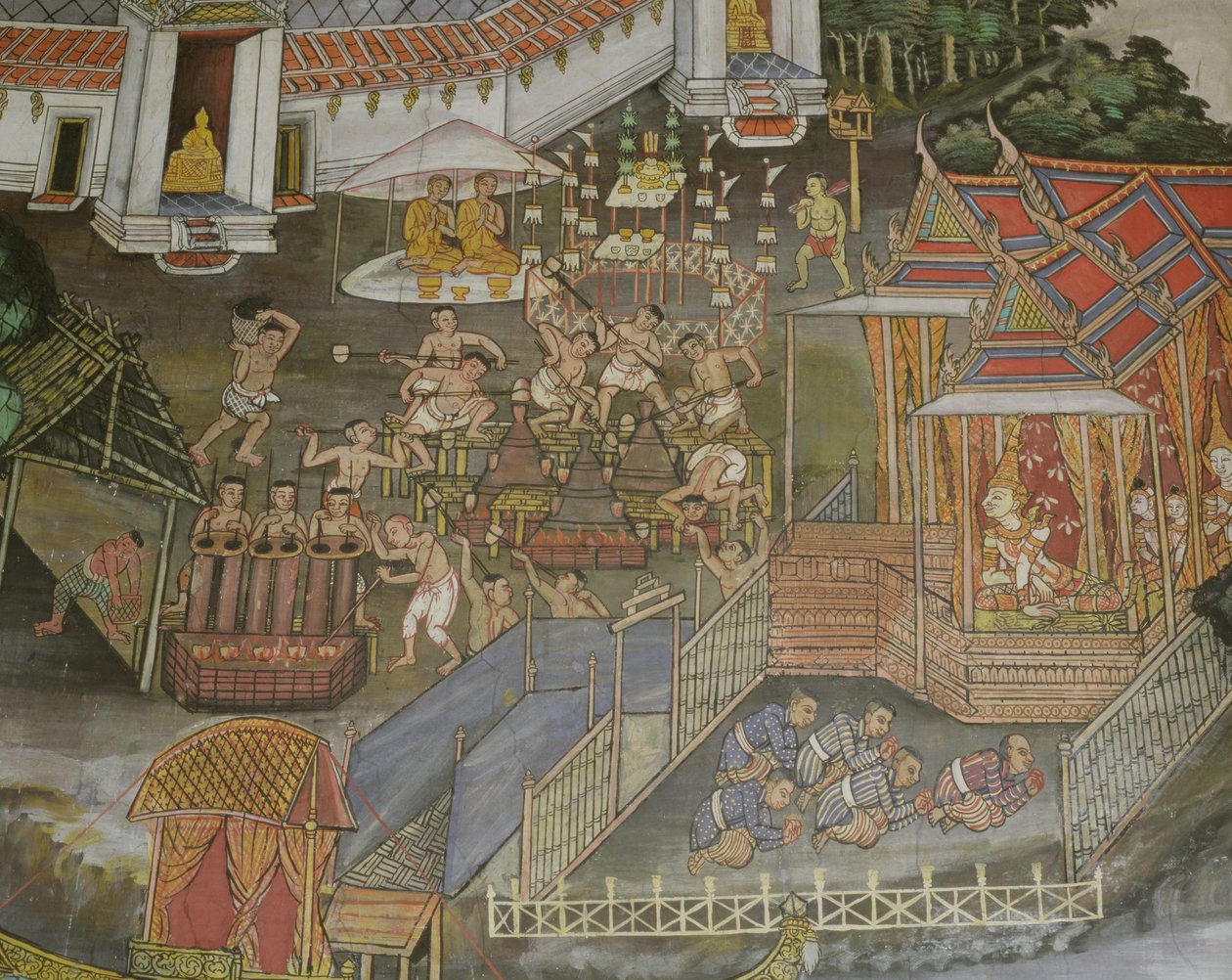 Phitsanulok városának részlete, Wat Bowonniwet Vihara, Bangkok alkotó: Thai School