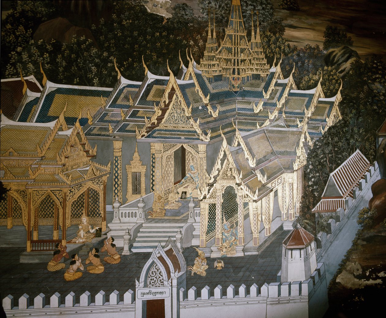 Buddha életének epizódjai (freskó alkotó: Thai School