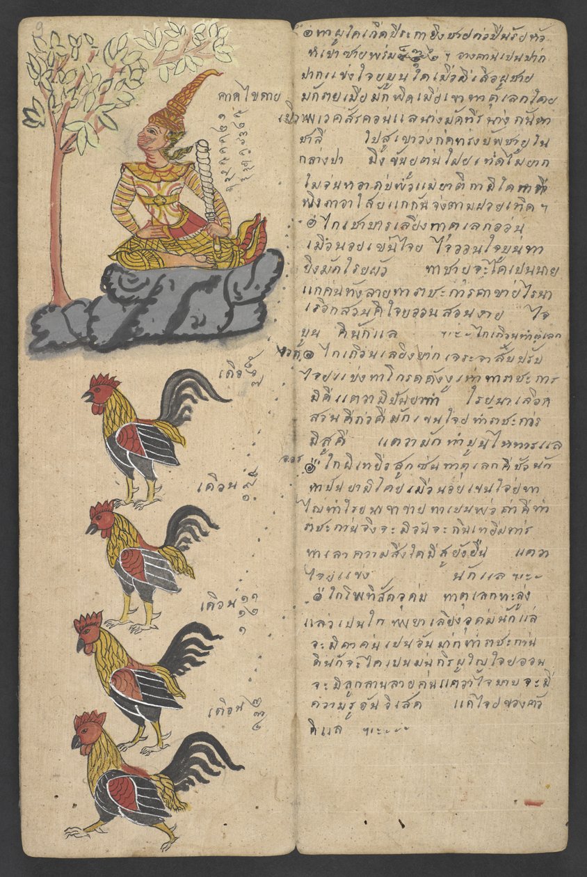 Vagy 16455 f.9r, Animals from the Zodiac, from Phrommachat (pergamen) alkotó: Thai School