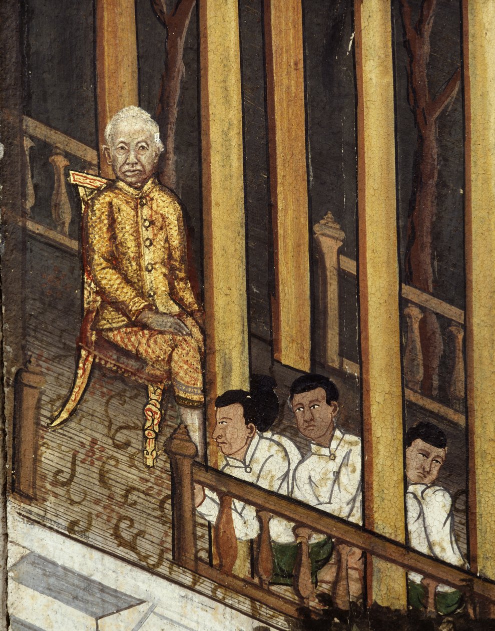 VI. Rama portréja, aki 1868-ban napfogyatkozást néz (falfestmény) alkotó: Thai School