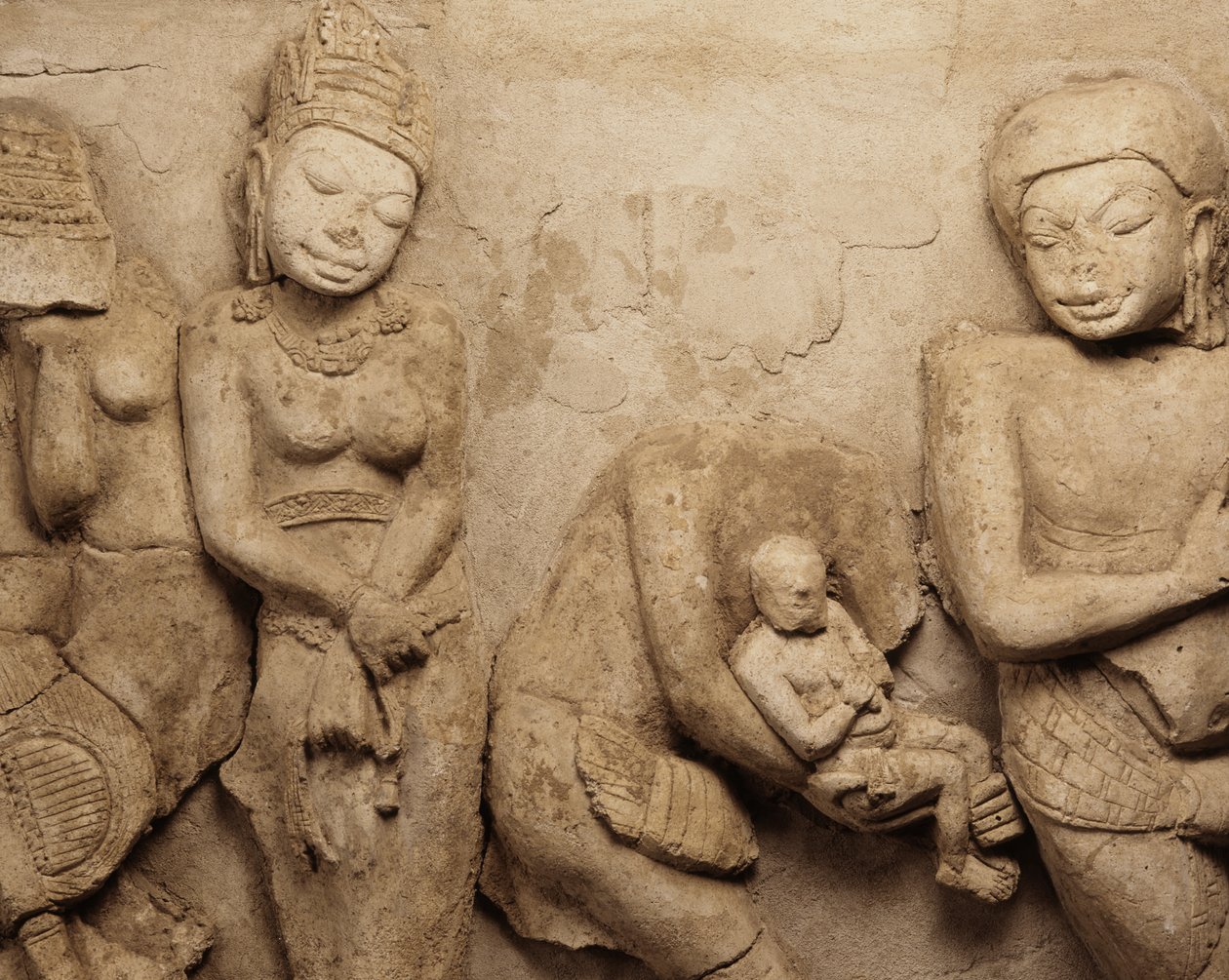 Megkönnyebbülés, Chedi Chula Pathom, Dwaravati Iskola (Stukkó) alkotó: Thai School