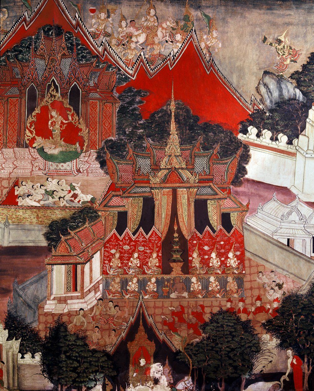 Jelenetek Buddha életéből, 19. század közepe (falfestmény) alkotó: Thai School