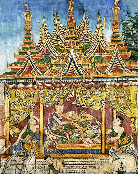 Wiharn Laikarn, epizód a Jataka Sang Thongból (freskó) alkotó: Thai School