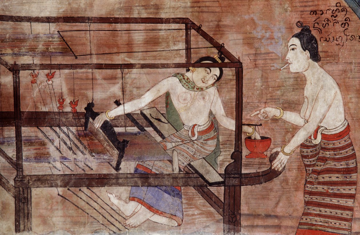 Női szövés (falfestmény) alkotó: Thai School