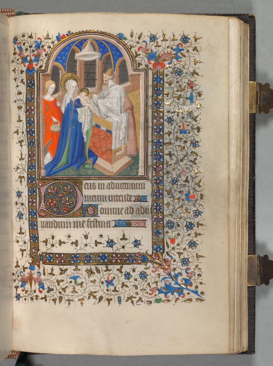 Órakönyv Párizs használata: Fol. 72r, Bemutató a templomban, c. 1420. alkotó: The Bedford Master