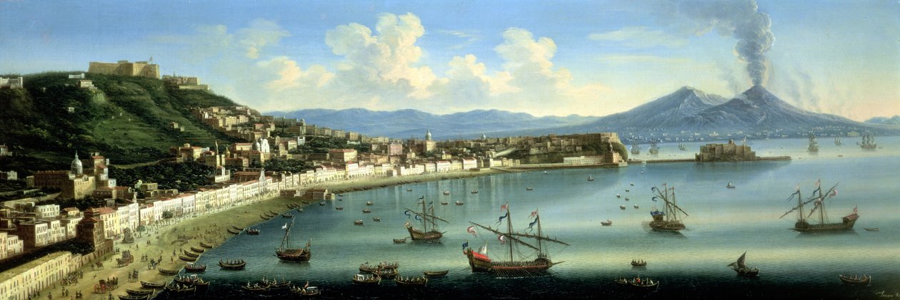 Nápoly, Posillipo magaslatáról a Vezúvdal a távolban, 1740 alkotó: The Metropolitan Master