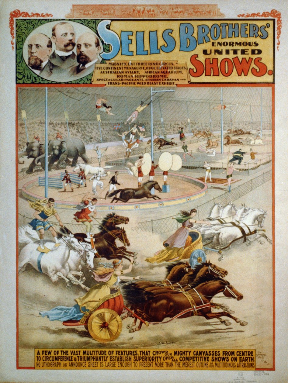 Eladja a testvérek hatalmas műsorait, 1885 körül alkotó: The Strobridge Lithographing Company