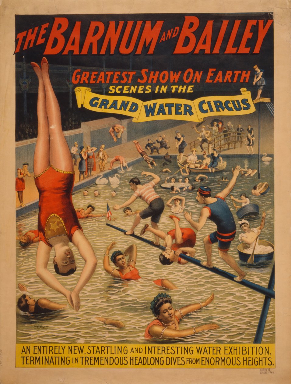 A Barnum & Bailey a világ legnagyobb show-ja. Jelenetek a nagy vízi cirkuszban, c. 1895 alkotó: The Strobridge Lithographing Company