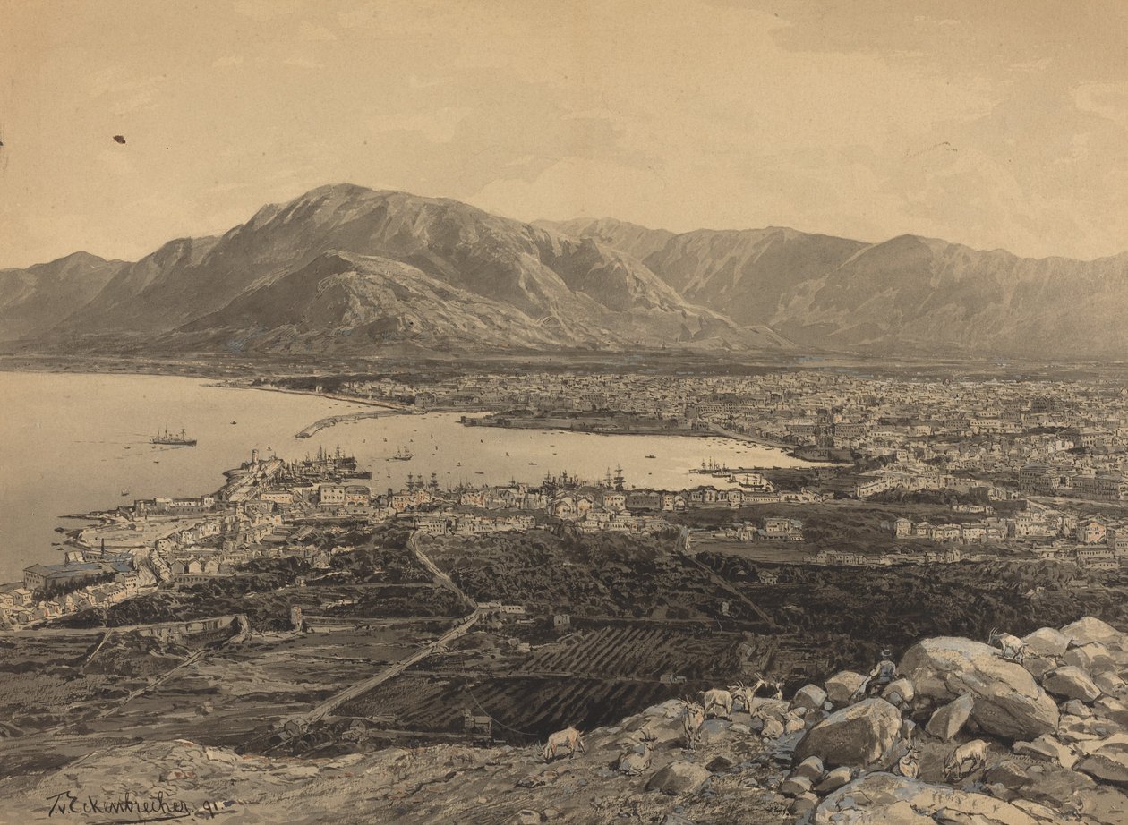 Piraeus kikötője, 1891. alkotó: Themistocles von Eckenbrecher