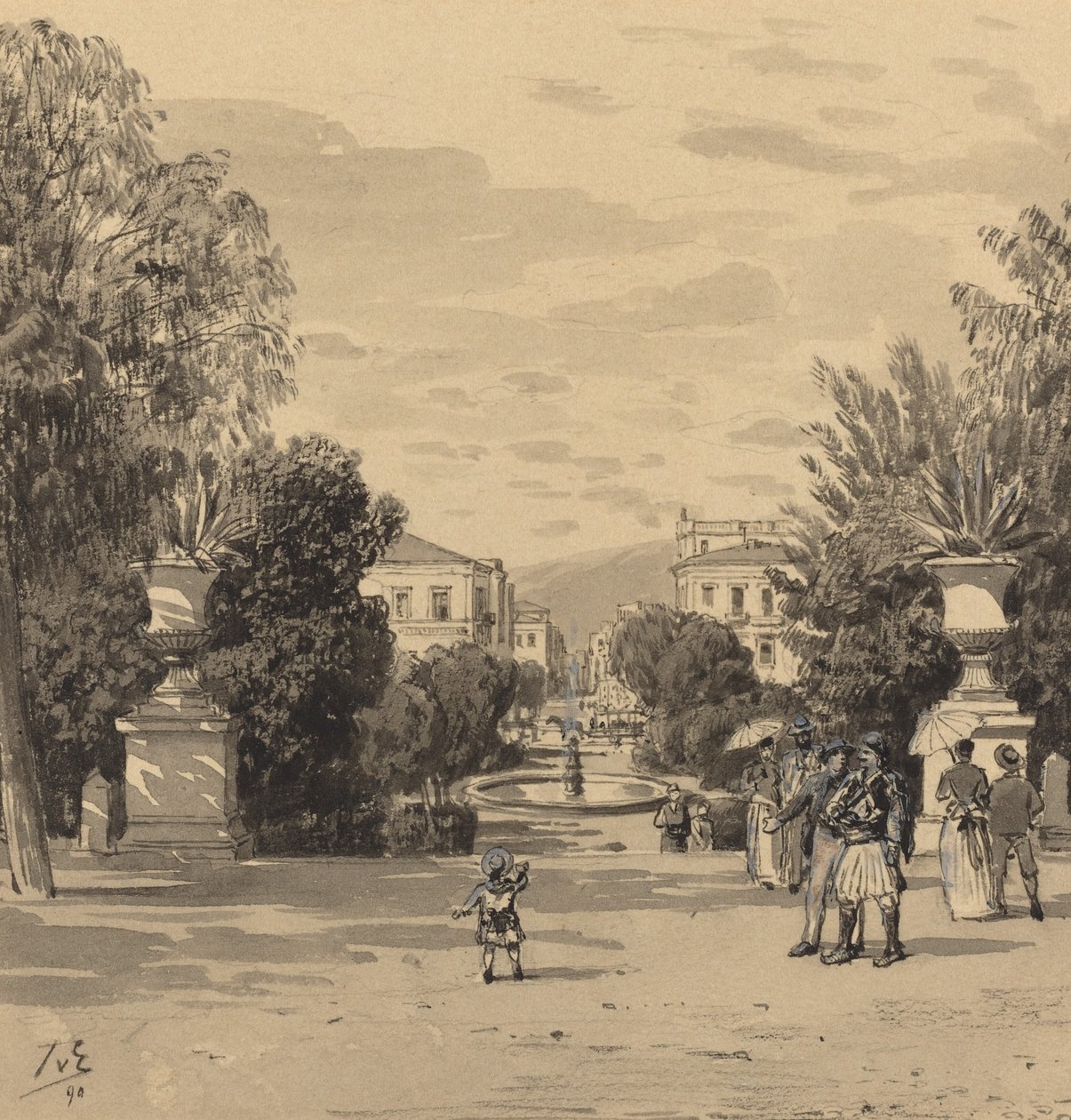 Kilátás a Hermesstreet régi királyi palotájából, 1890. alkotó: Themistocles von Eckenbrecher
