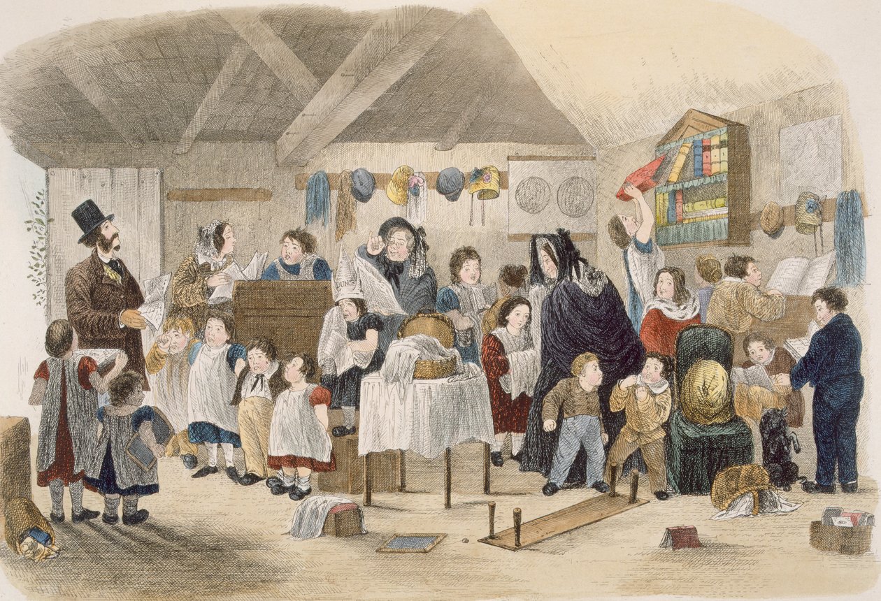 Látogatás a falusi iskolában, illusztráció: Egy londoni különlegesség látogatása a vidéki leánynénikéhez, kocsma. W. Kent, London, 1859 alkotó: Theo