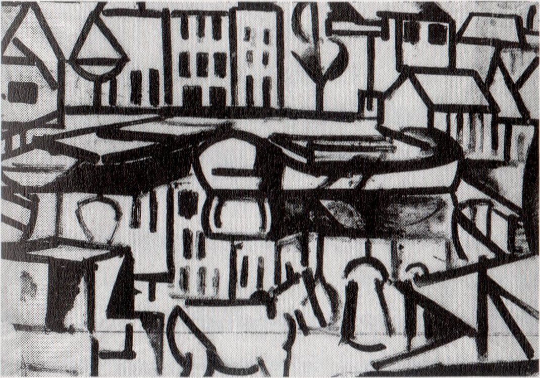 Városkép Leiden hajóval alkotó: Theo van Doesburg