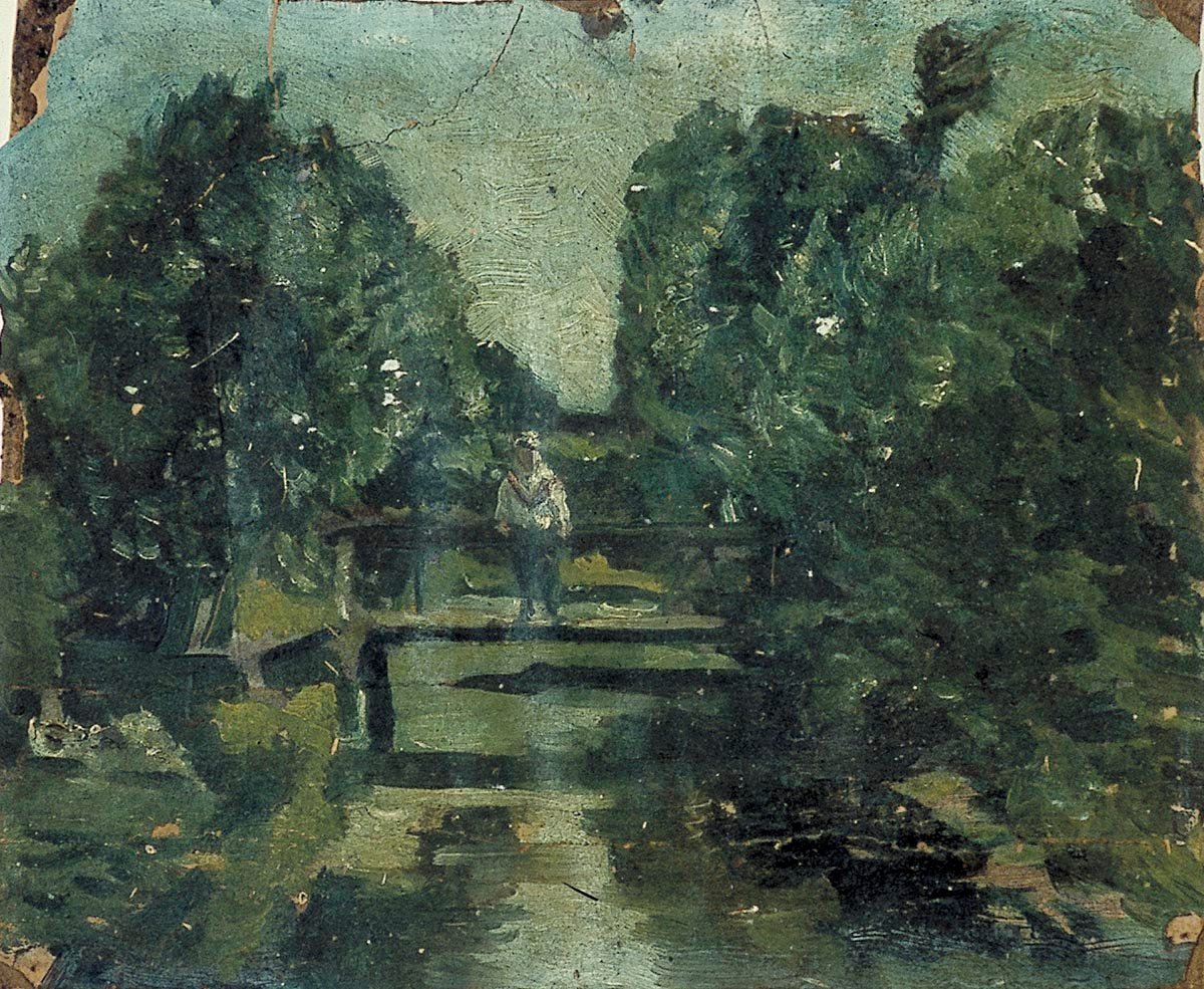 Ábra egy hídon az erdőben alkotó: Theo van Doesburg