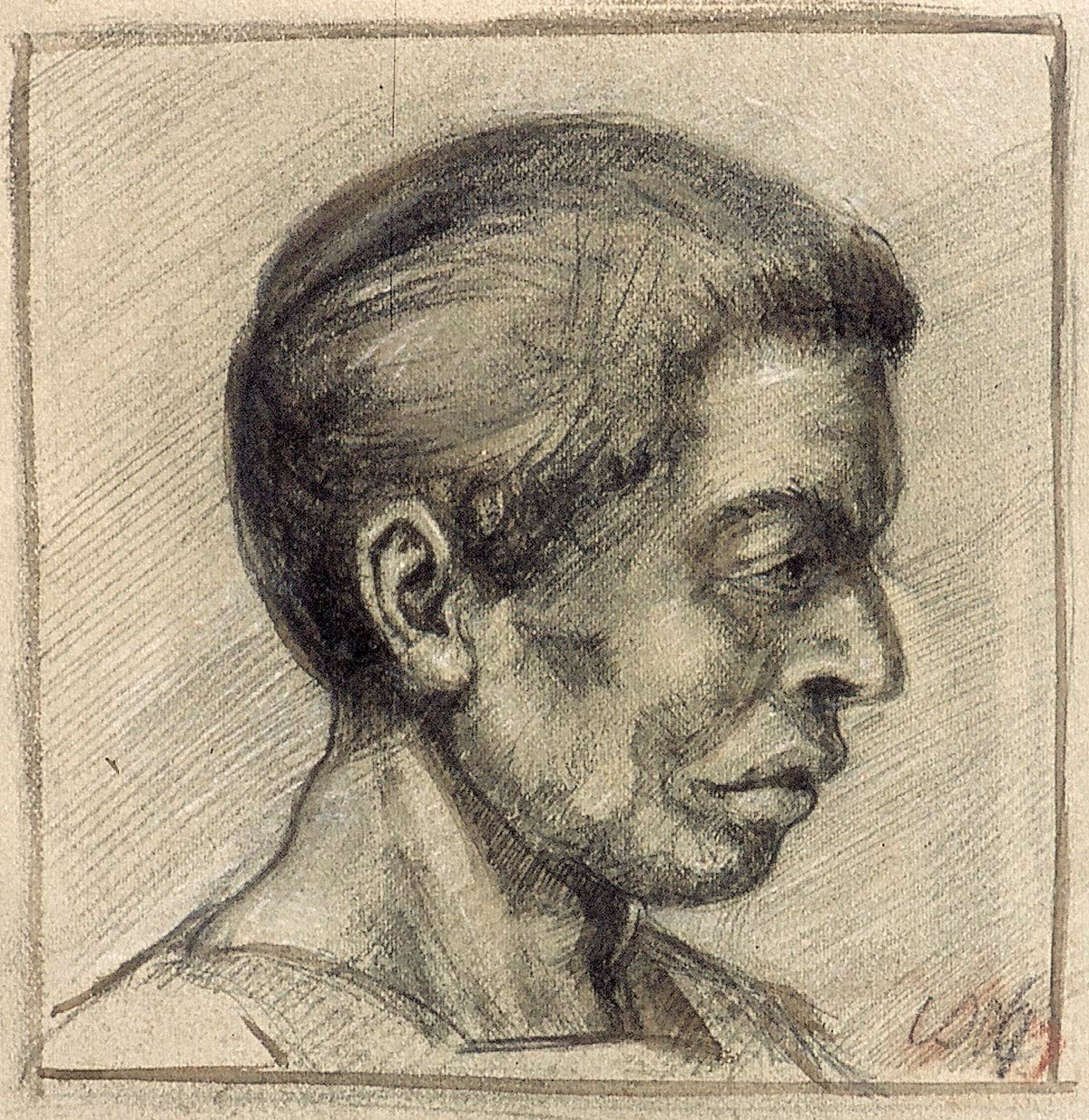 Egy férfi portréja a profilban alkotó: Theo van Doesburg