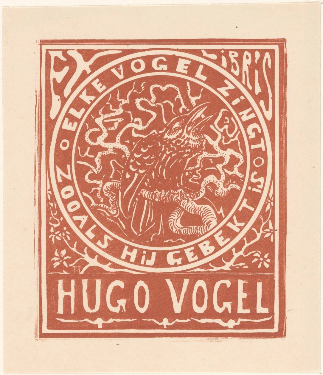 Ex libris van Hugo Vogel alkotó: Theo van Hoytema