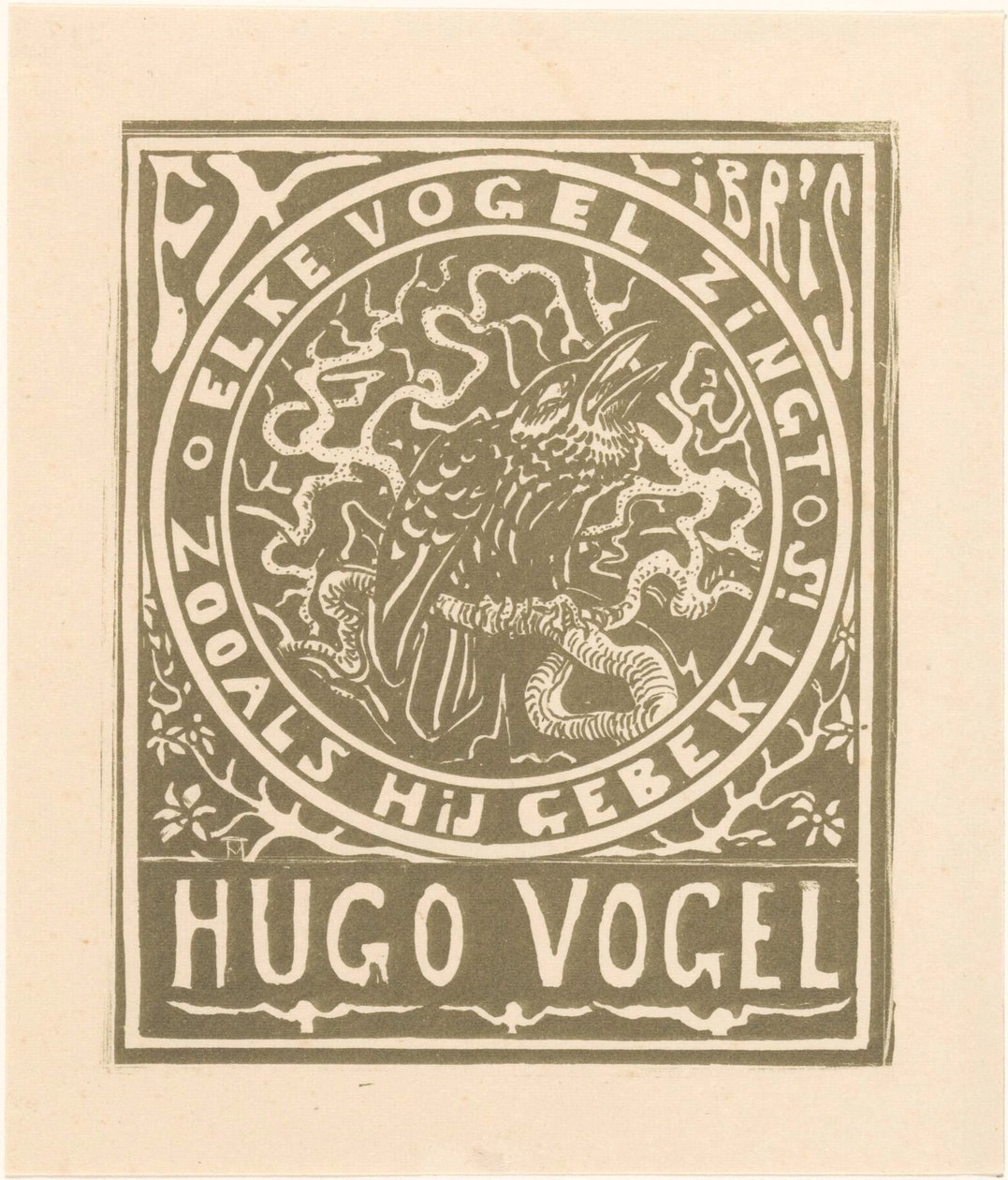 Ex libris van Hugo Vogel alkotó: Theo van Hoytema