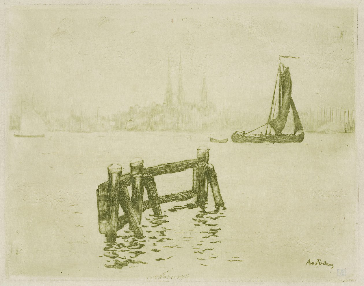 Amszterdam látképe alkotó: Théo van Rysselberghe