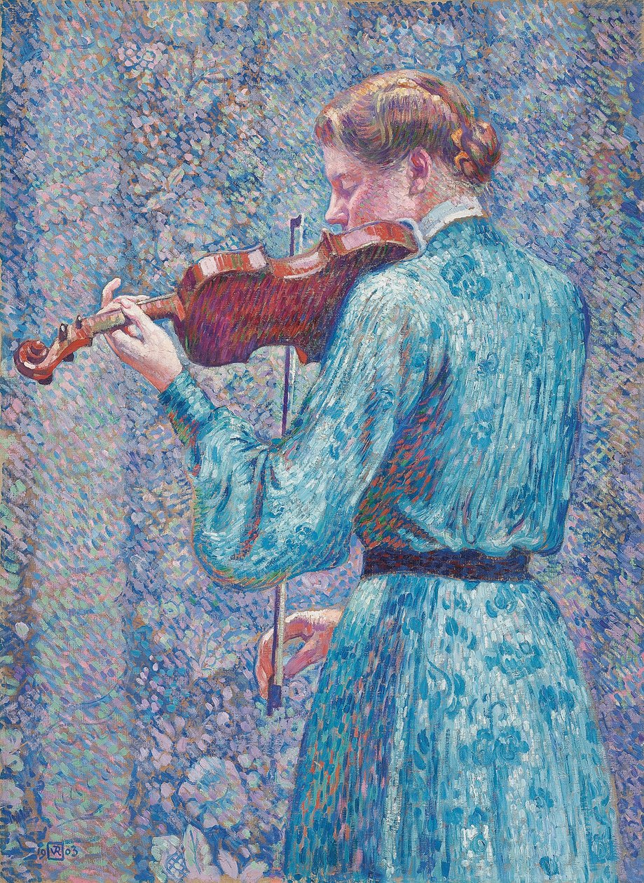 Marie-Anne Weber hegedül alkotó: Théo van Rysselberghe