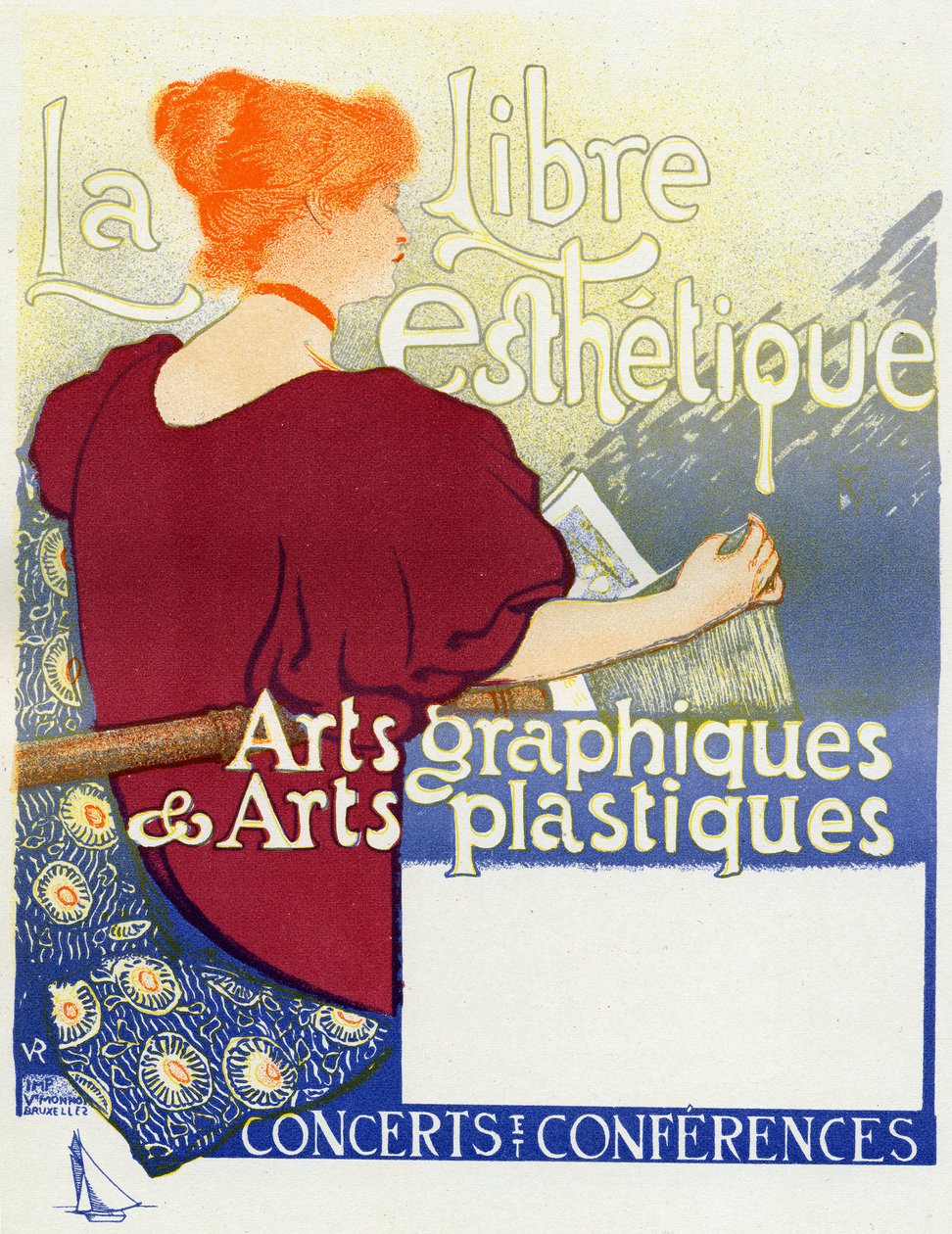 Zene. La Libre Esthetique (A szabad esztétika), koncertek Brüsszelben. Plakát: Van Rysselberghe, Belgium, 1895 körül (plakát) alkotó: Théo van Rysselberghe