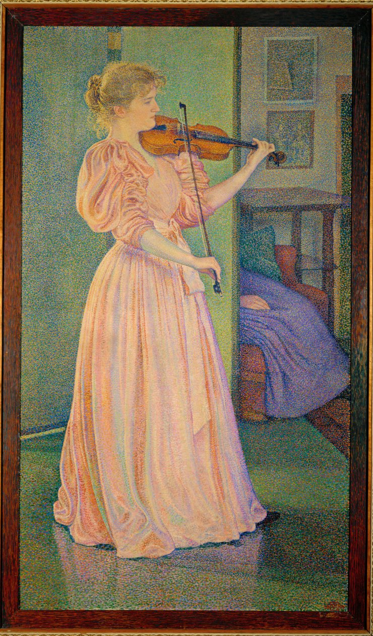 Sethe Irma hegedűművésznő portréja (festmény, vászon) alkotó: Theo van Rysselberghe