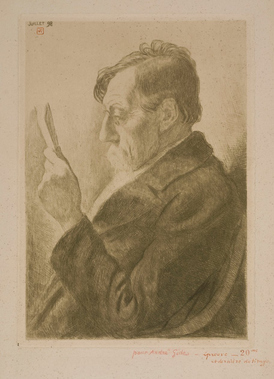 Az olvasó Émile Verhaeren író portréja alkotó: Théo van Rysselberghe
