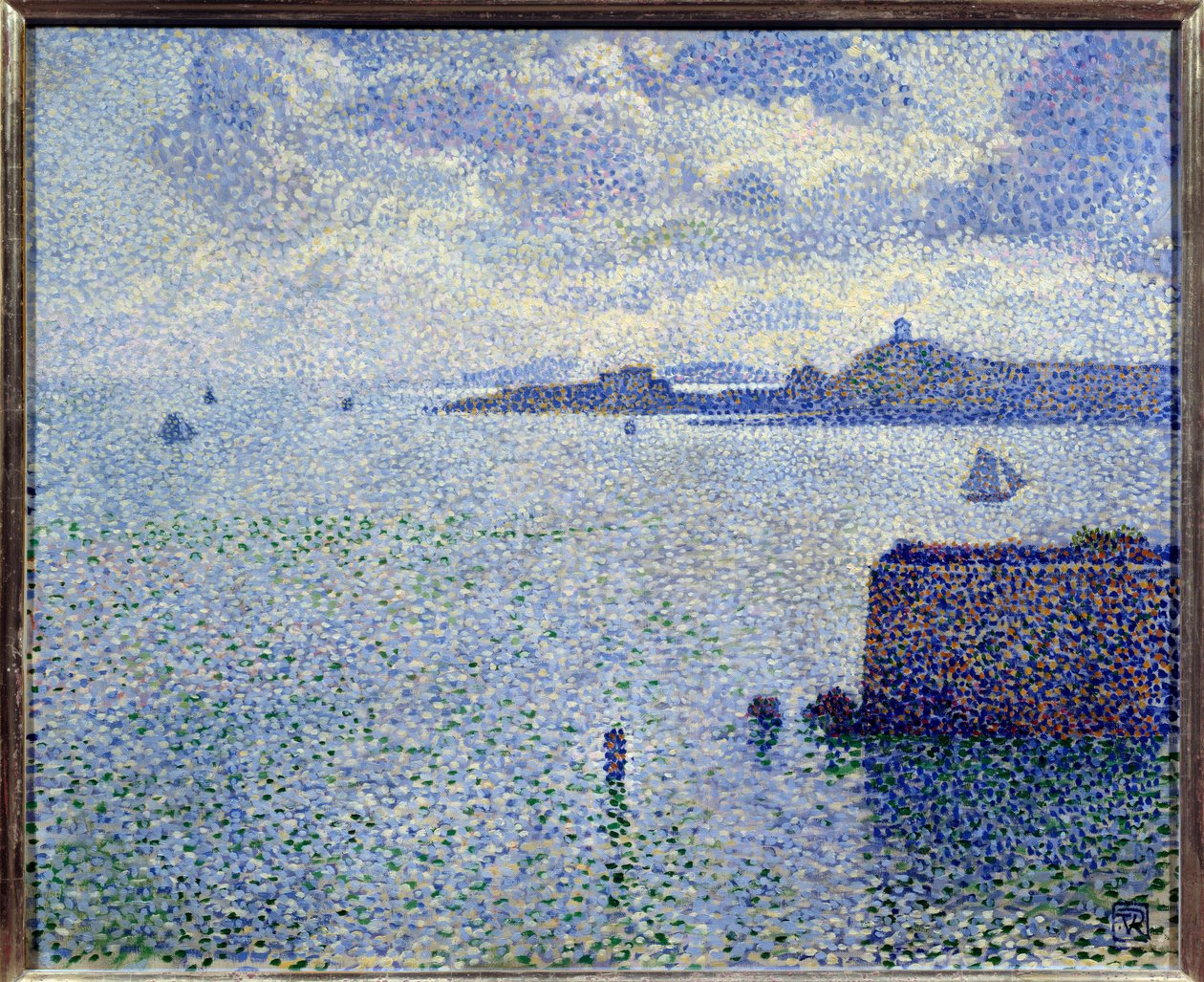 Vitorlások és torkolat. Theodore Van Rysselberghe (1862-1926) festménye, Bel. alkotó: Théo van Rysselberghe