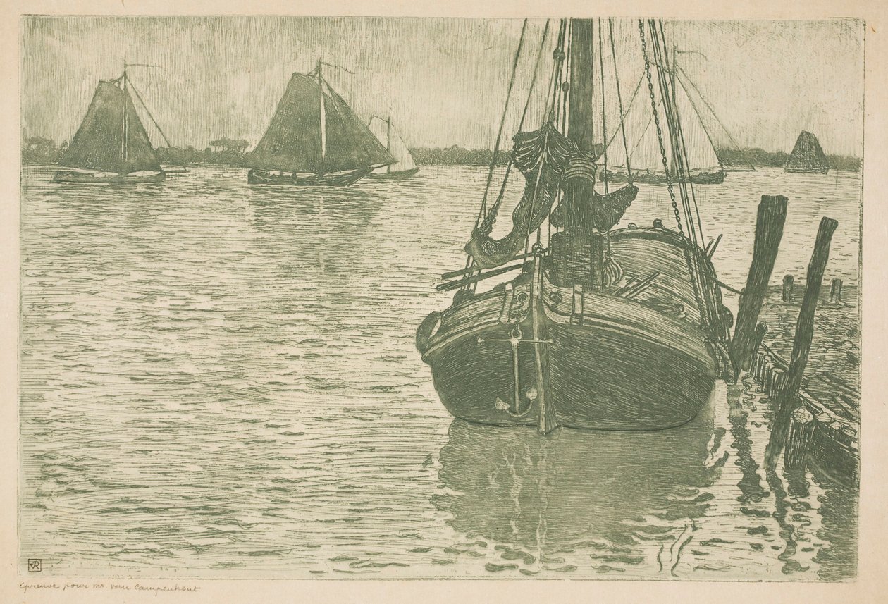 Hajók az esőben alkotó: Théo van Rysselberghe