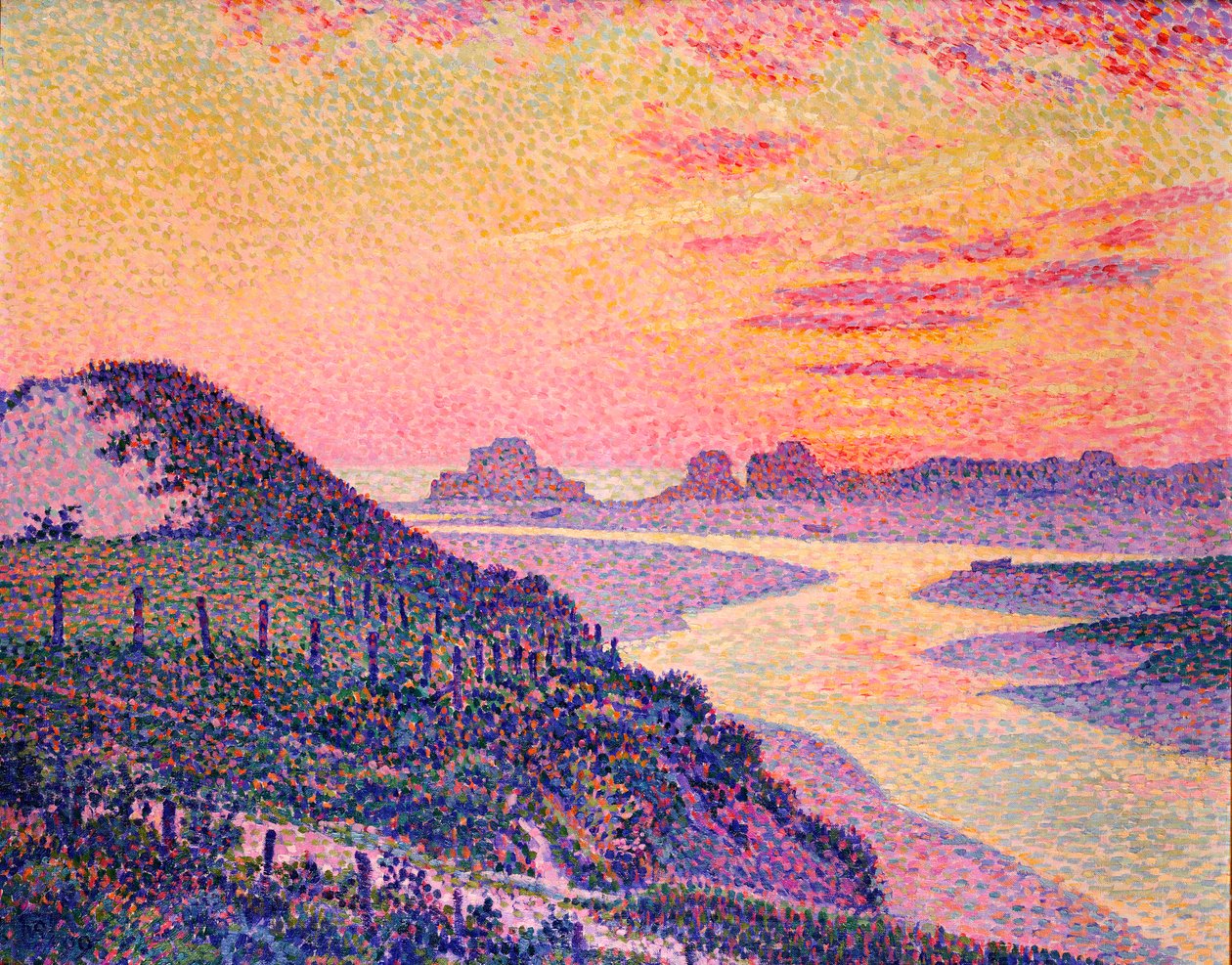Naplemente Ambleteuse-ban, Pas-de-Calais, 1899 alkotó: Théo van Rysselberghe