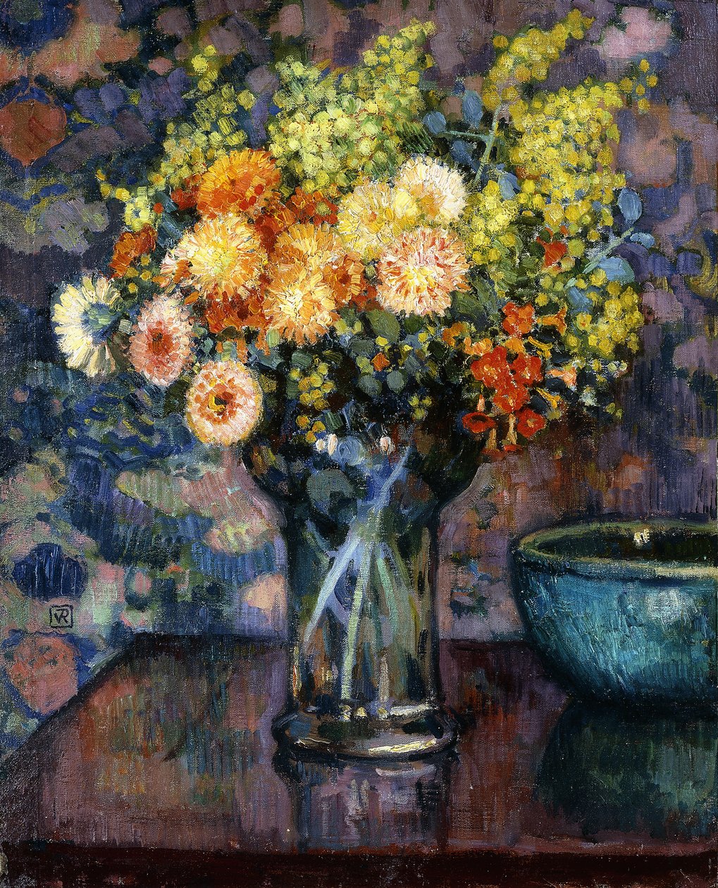 Virágváza; Virágváza, 1911 körül alkotó: Théo van Rysselberghe
