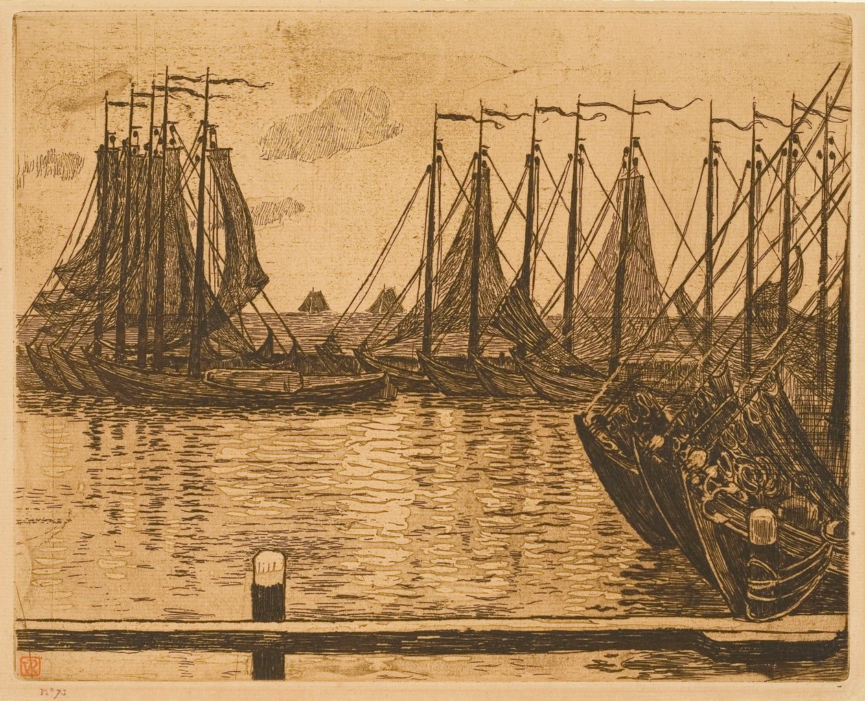 Volendam (Hollandia), horgonyzó csónakok alkotó: Théo van Rysselberghe