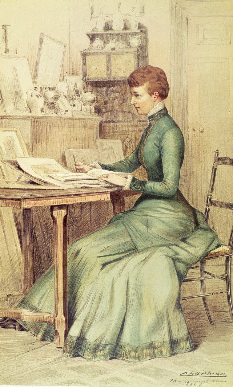 HRH A walesi hercegnő (később Alexandra királynő) a Marlborough House-ban, a Vanity Fairből, 1882 alkotó: Theobald Chartran