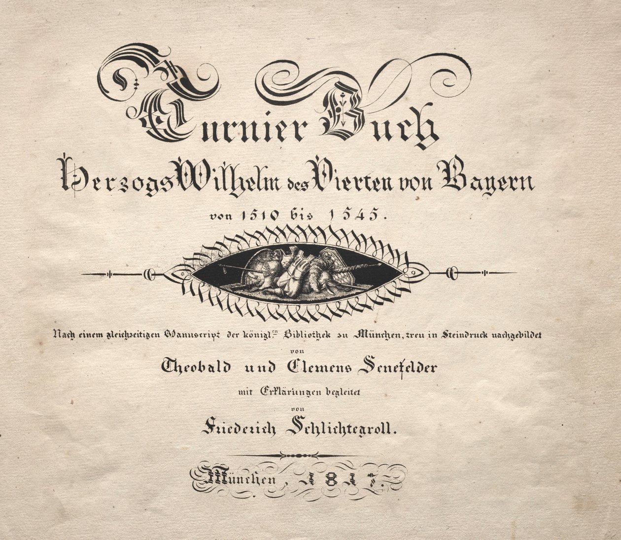 Versenykönyv: Címlap, 1817. alkotó: Theobald Senefelder