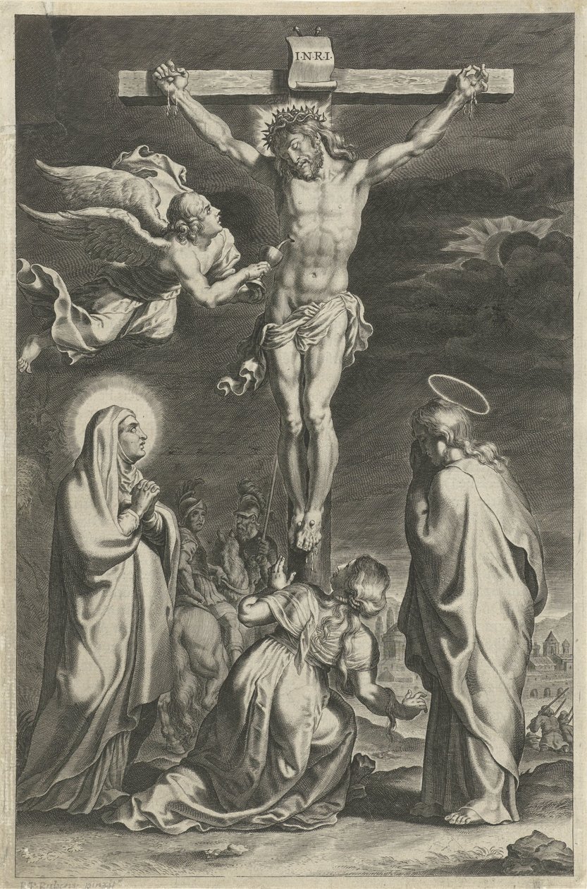 Krisztus a kereszten Jelenetek az Ó- és Újszövetségből (sorozat címe) Breviarium romanum (sorozat címe) alkotó: Theodoor Galle (possibly)