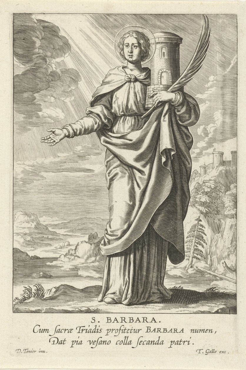 Szent Borbála Szent Borbála (cím a tárgyon) Feminine heiligen (sorozat címe) Mirror Illuminated Virgin (sorozat címe) alkotó: Theodoor Galle