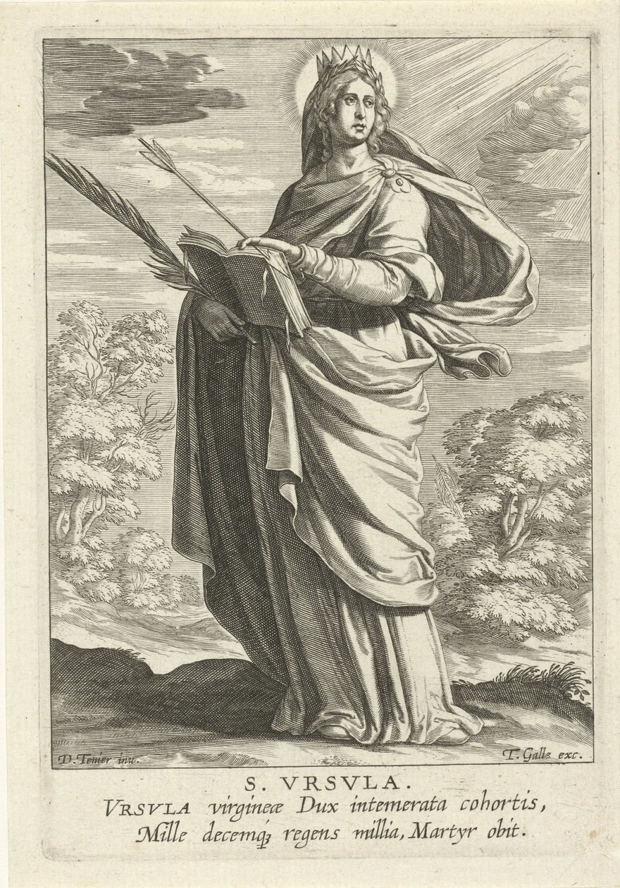 Szent Orsolya S. Vrsvla (cím az objektumon) Feminine heiligen (sorozat címe) Mirror Illuminated Virgin (sorozat címe) alkotó: Theodoor Galle