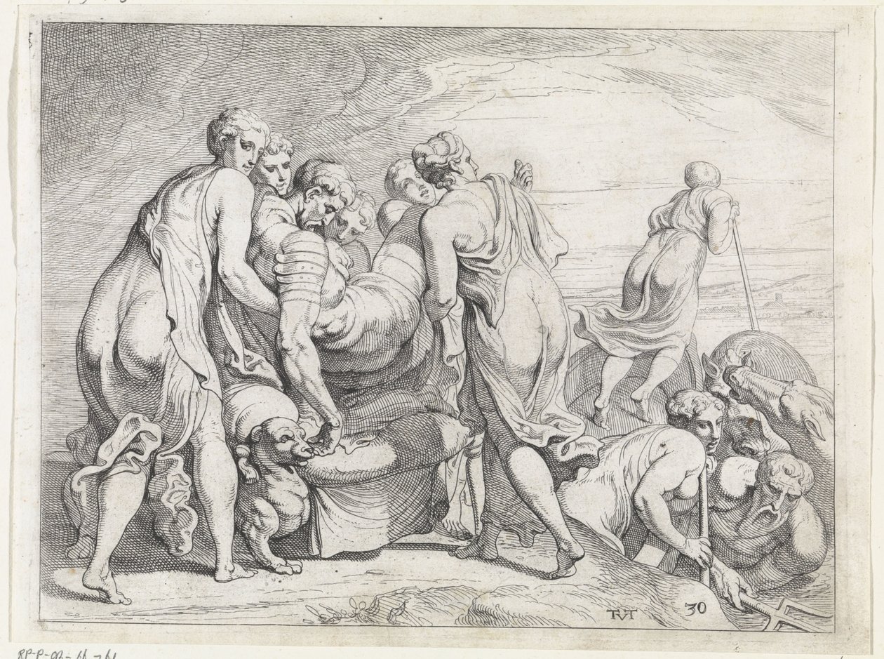 Faiaken elhozza az alvó Odüsszeuszt Ithakába Az Odüsszeusz munkássága (sorozat címe) alkotó: Theodoor van Thulden