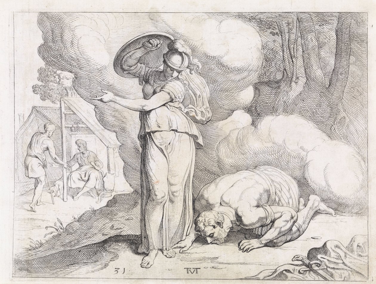 Minerva megmutatja Ithakát Odüsszeusznak Az Odüsszeusz munkássága (sorozat címe) alkotó: Theodoor van Thulden