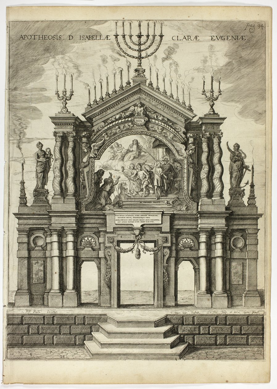 Színpad Isabella Clara Eugenia emlékére, Casperius Gevartius 24-es táblája, a legnyugodtabb és legtiszteletesebb bíboros-infante Ferdinánd diadalútja alkotó: Theodoor van Thulden