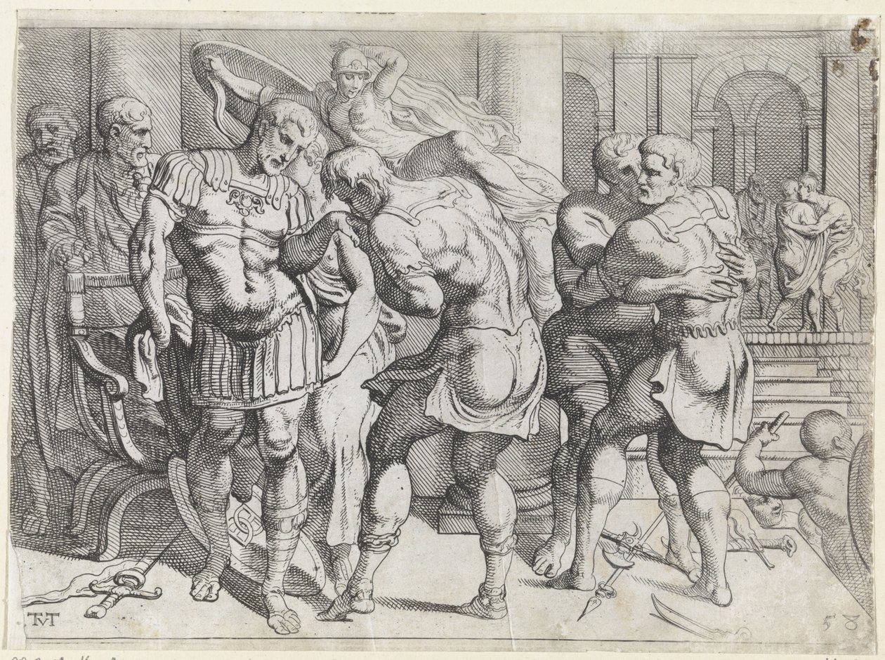 Megbékélés Odüsszeusz és az ithakai lázadók között Az Odüsszeusz munkássága (sorozat címe) alkotó: Theodoor van Thulden