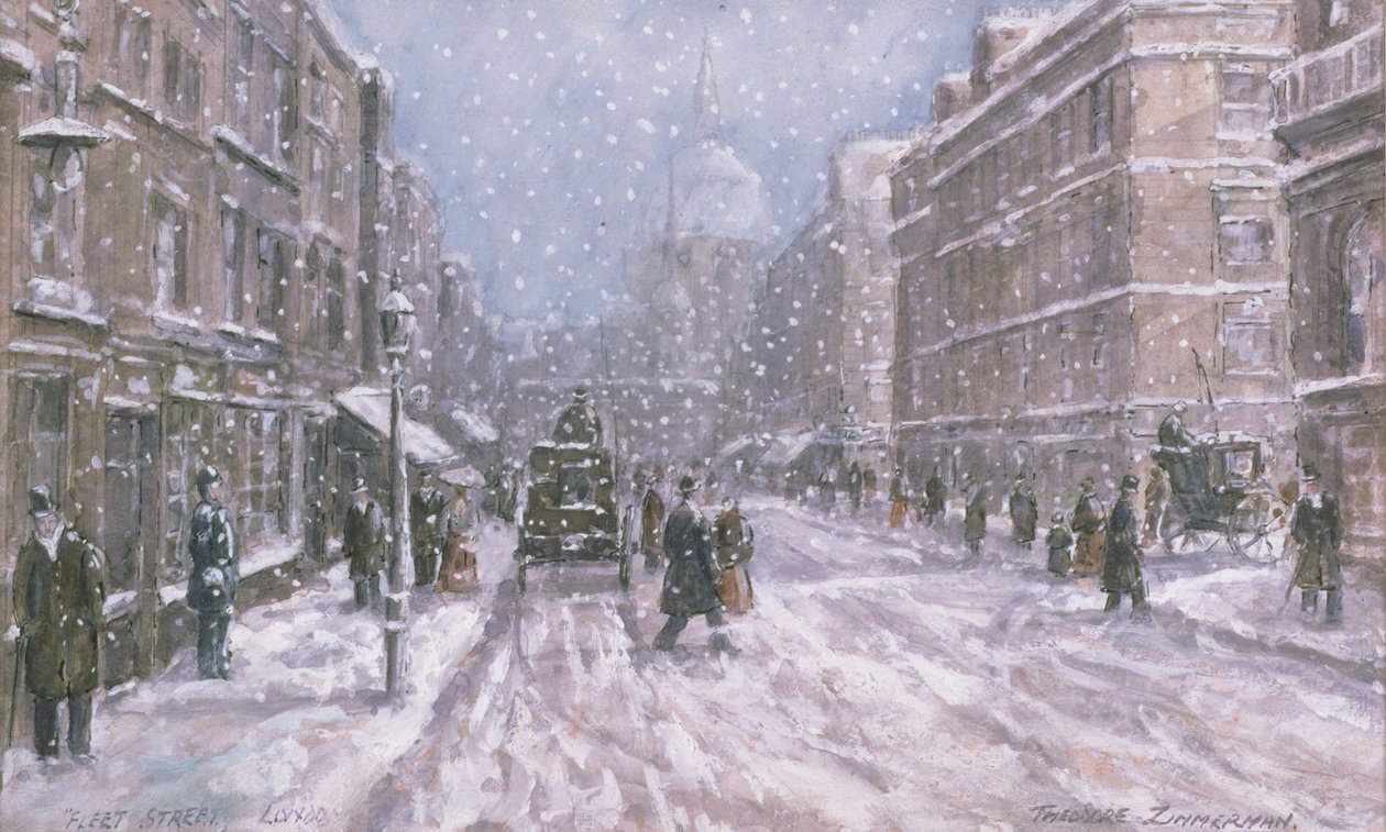 Fleet Street, London (wc és gouache papíron) alkotó: Theodor Franz Zimmermann