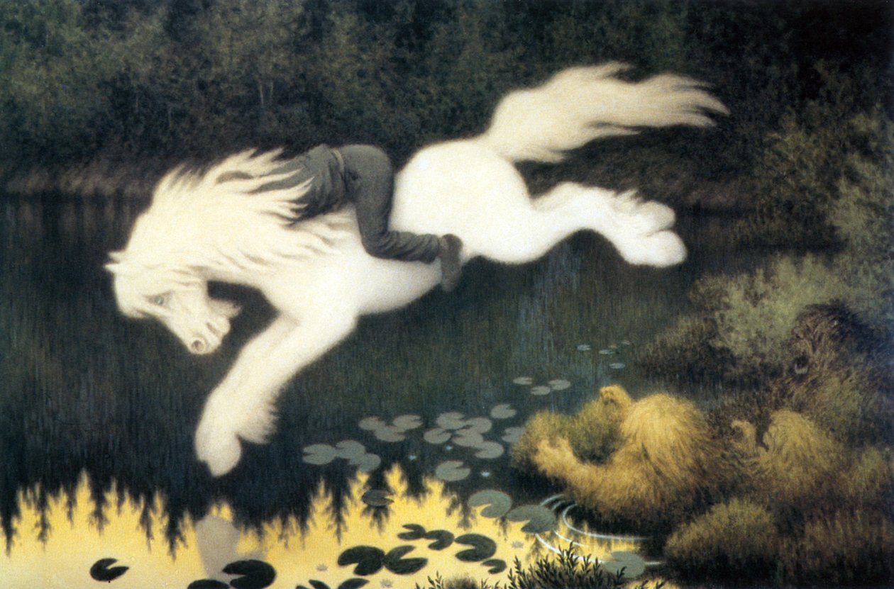 Fiú fehér lovon alkotó: Theodor Kittelsen
