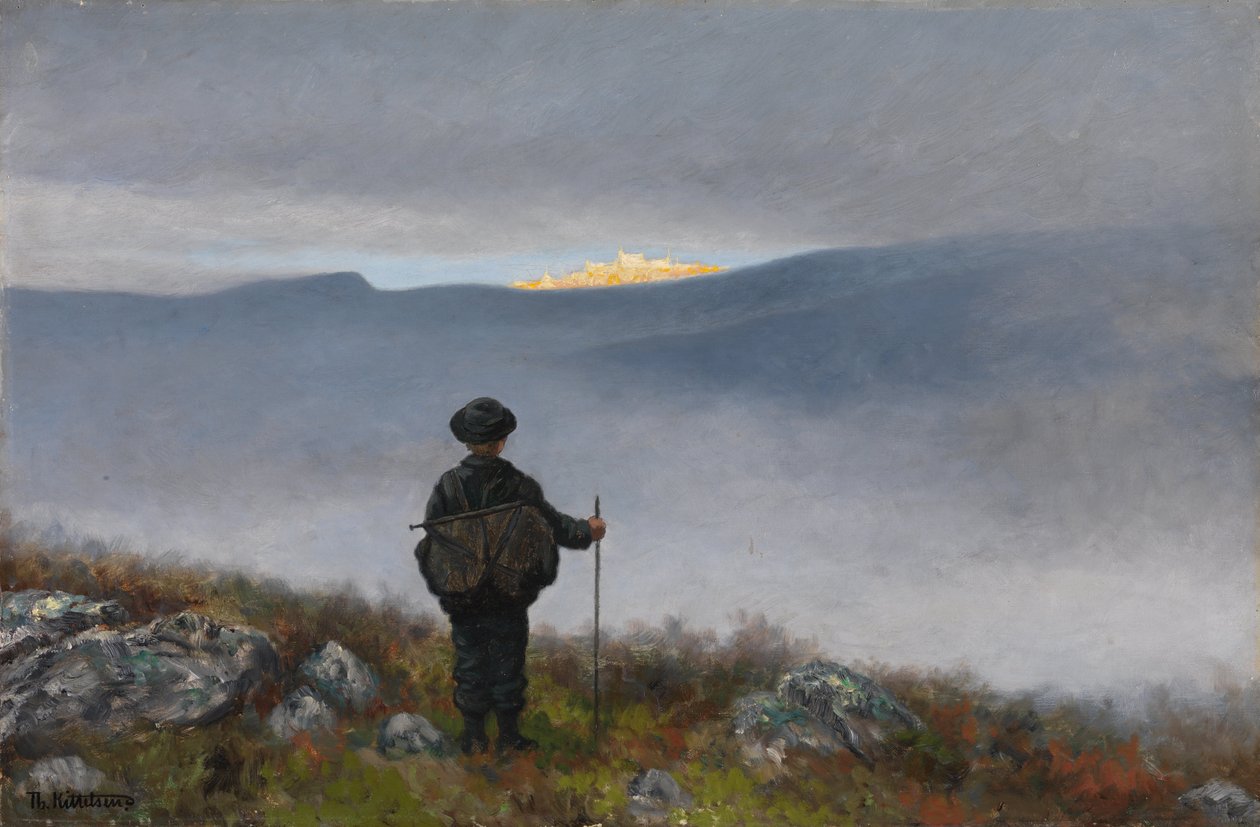 A messzi -messzi Soria Moria palota csillogott, mint az arany alkotó: Theodor Kittelsen