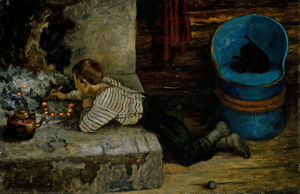 A hamu legény piszkálja a hamut alkotó: Theodor Kittelsen