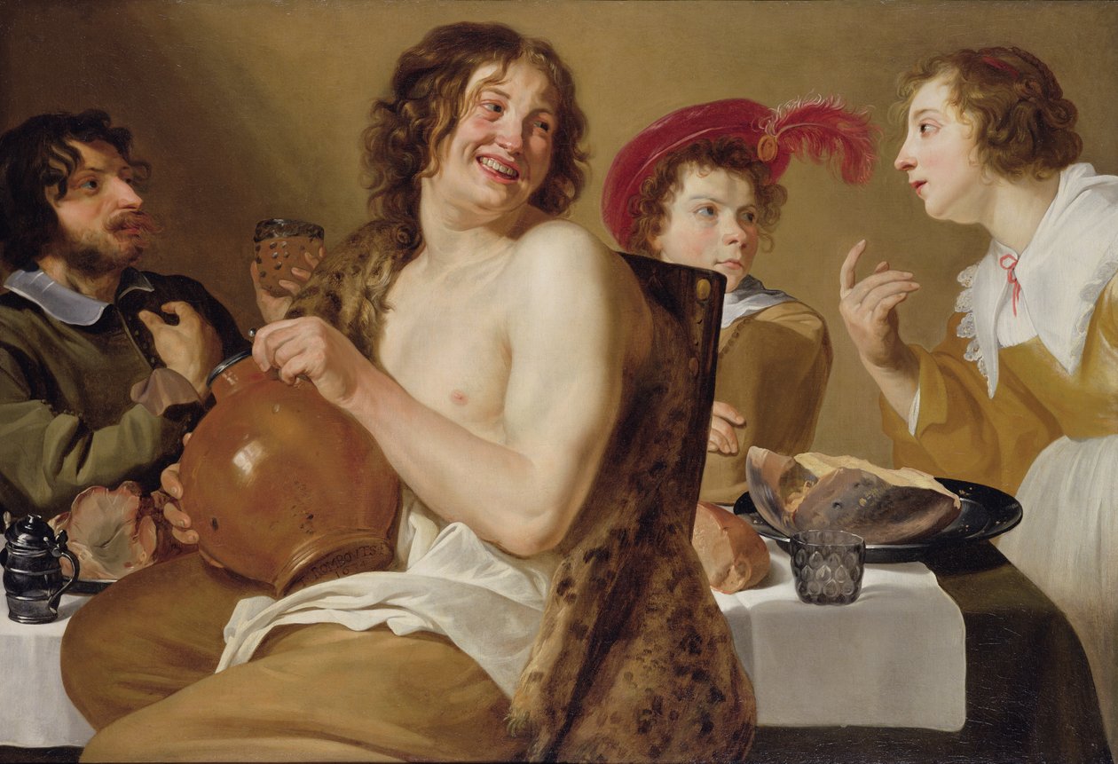 Egy asztal körül evő-ivó alakok, 1634 alkotó: Theodor Rombouts